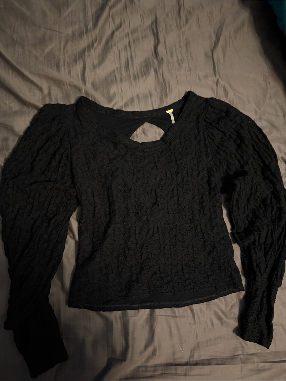 Free People balloon sleeve long sleeve top. Coquette, goth, indie sleeze